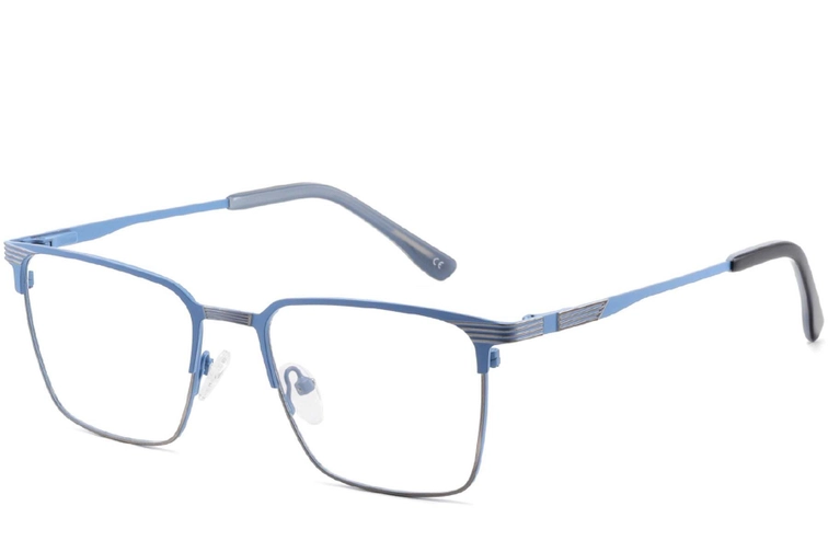 Rectangular Blue Metal Glasses #BS2425-0327