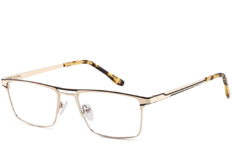 Rectangular Yellow Metal Glasses #BS2425-0335