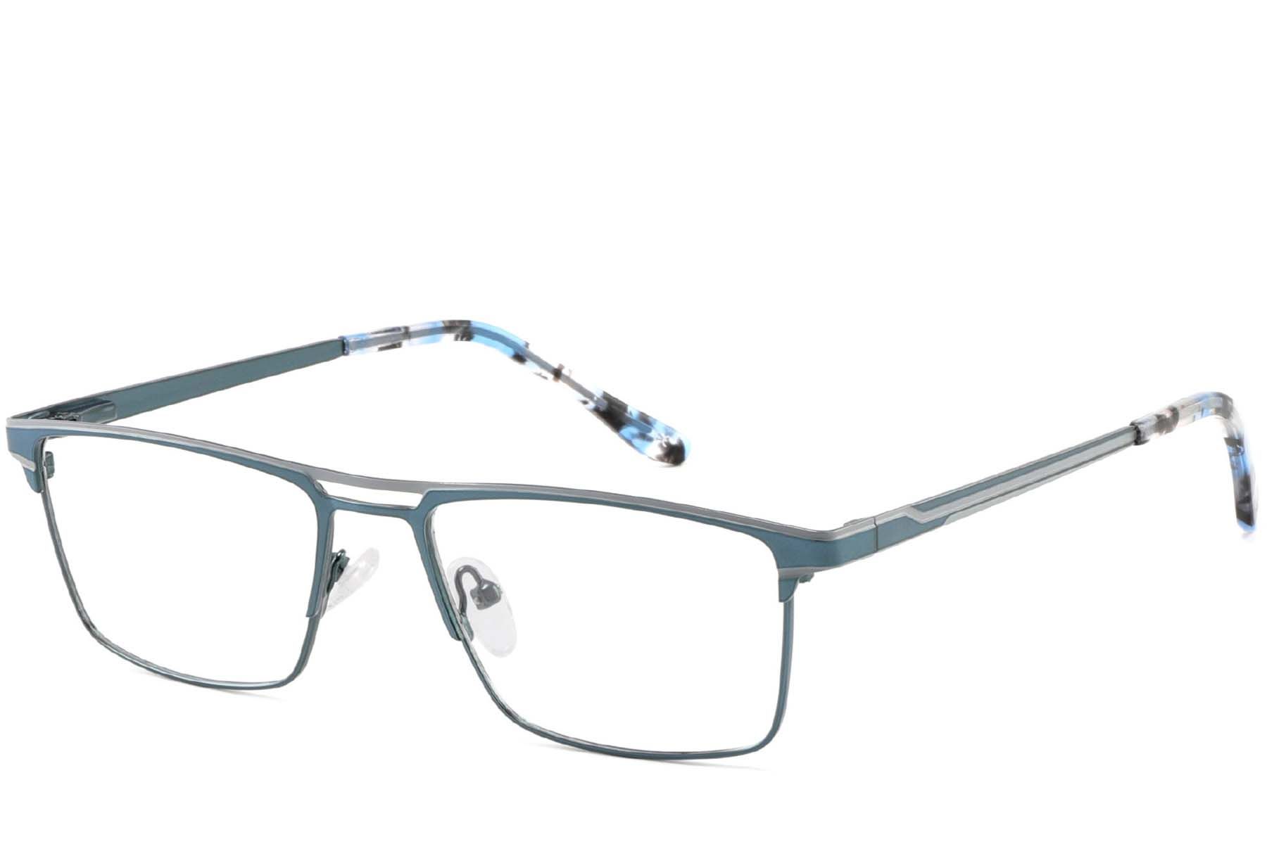 Rectangular Blue Metal Glasses #BS2425-0336