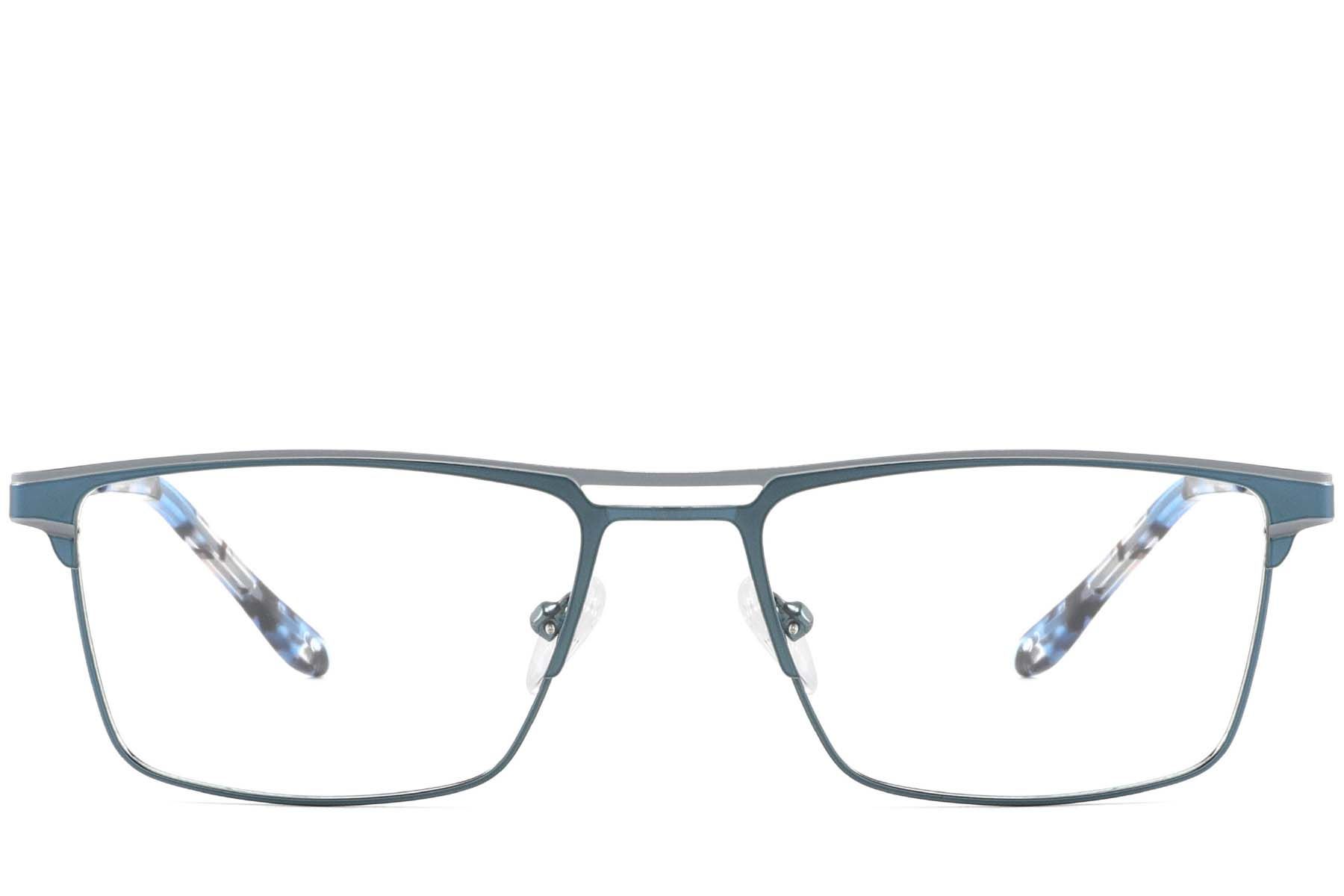Rectangular Blue Metal Glasses #BS2425-0336