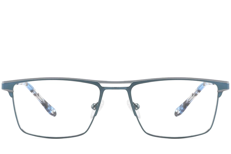 Rectangular Blue Metal Glasses #BS2425-0336