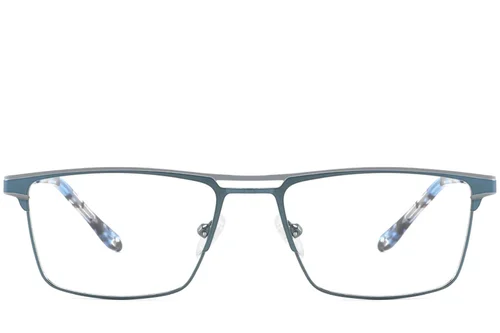 Lunettes rectangulaires en métal bleu #BS2425-0336