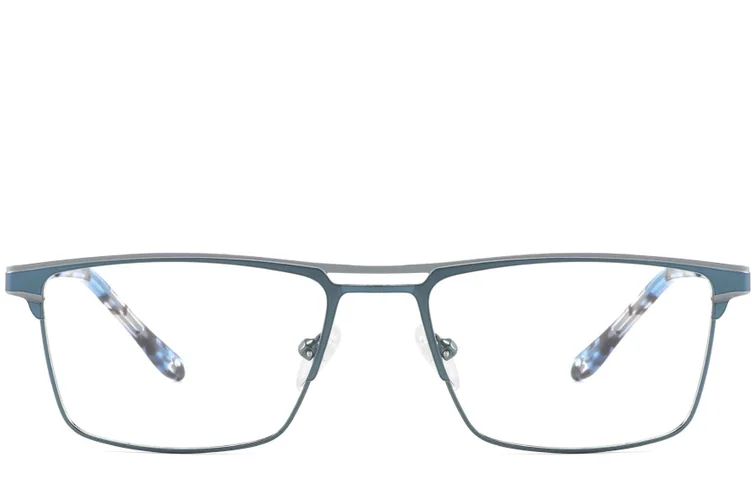 Rectangular Blue Metal Glasses #BS2425-0336