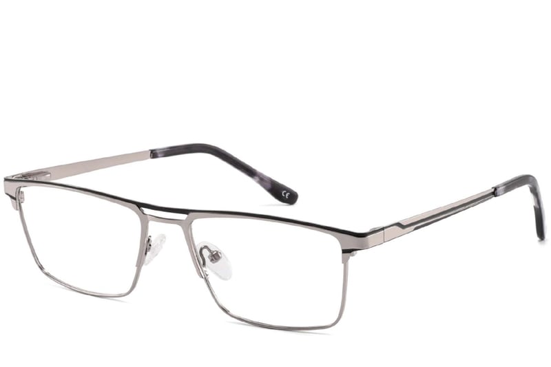 Rectangular Grey Metal Glasses #BS2425-0337