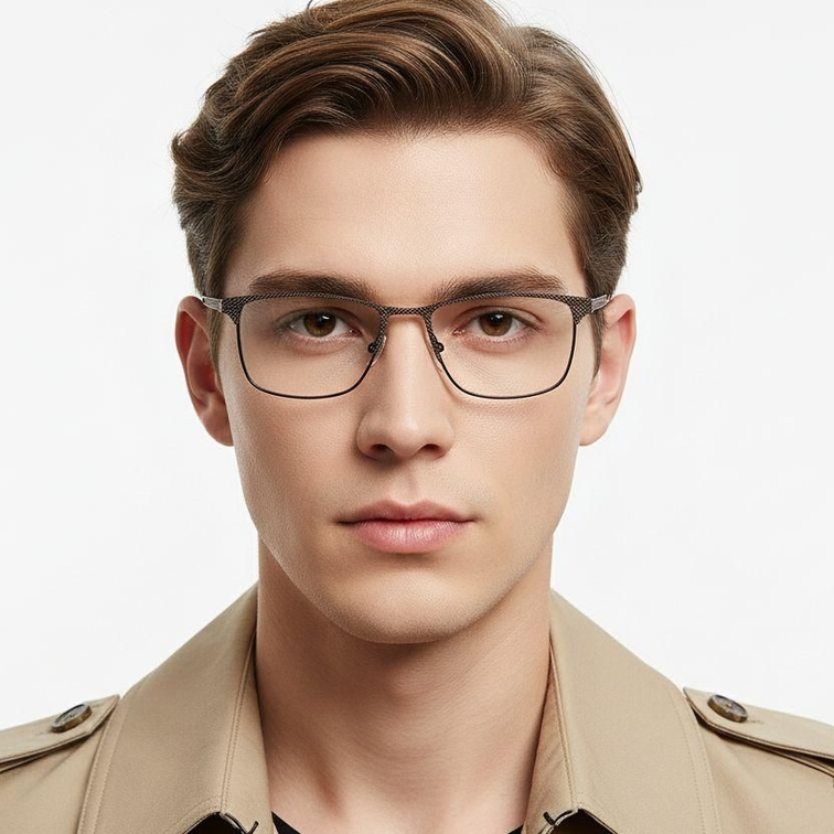 Rectangular Brown Metal Glasses #BS2425-0344