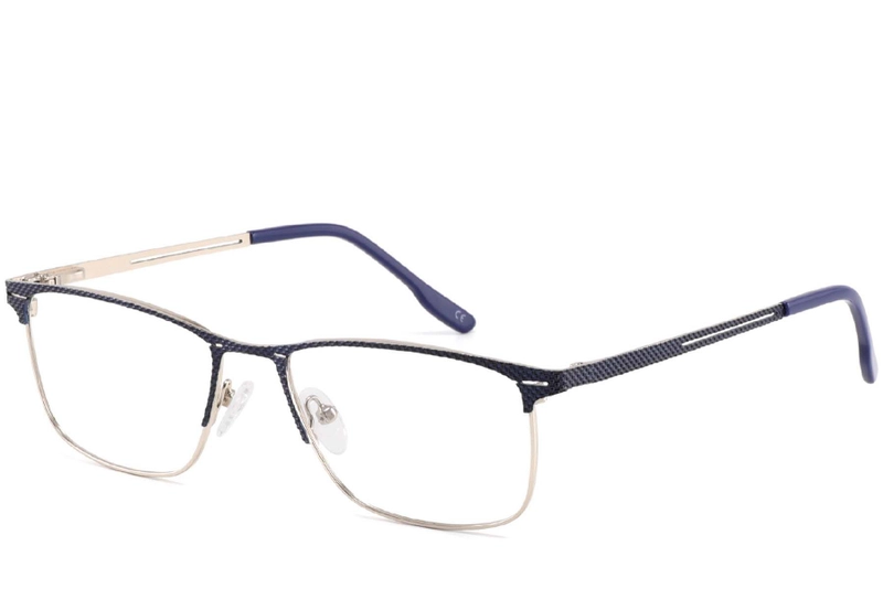 Rectangular Blue Metal Glasses #BS2425-0345