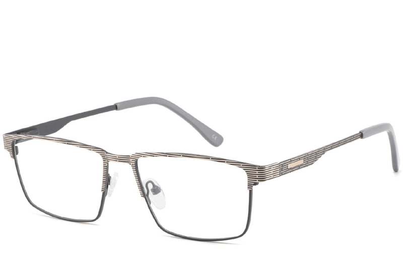 Rectangular Grey Metal Glasses #BS2425-0349