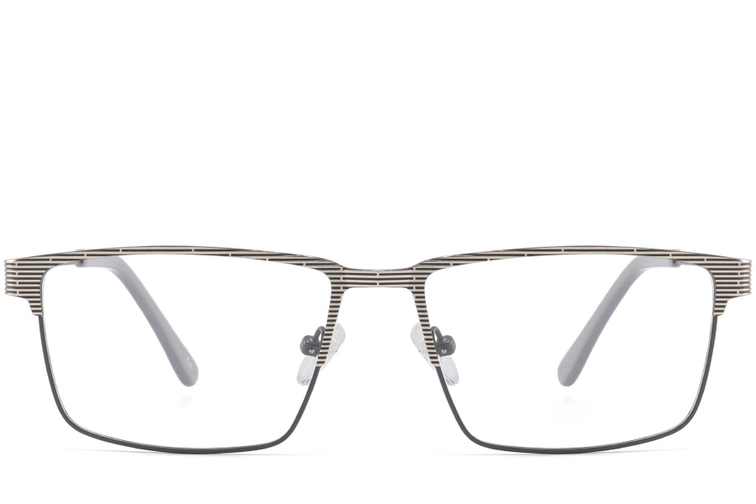Rectangular Grey Metal Glasses #BS2425-0349