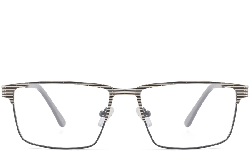 Rectangular Grey Metal Glasses #BS2425-0349