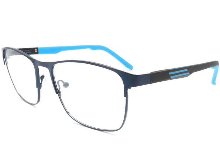Rechteckige blaue Metallbrille #BS2425-0370