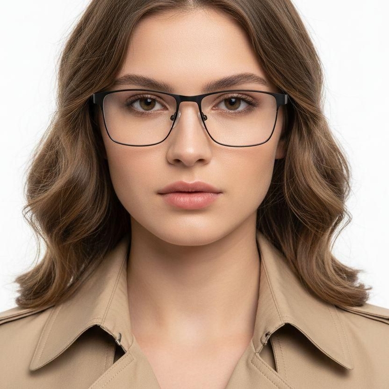 Rechteckige weiße Metallbrille #BS2425-0382