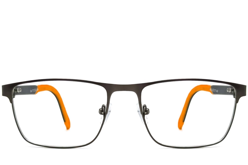 Rectangular Orange Metal Glasses #BS2425-0383