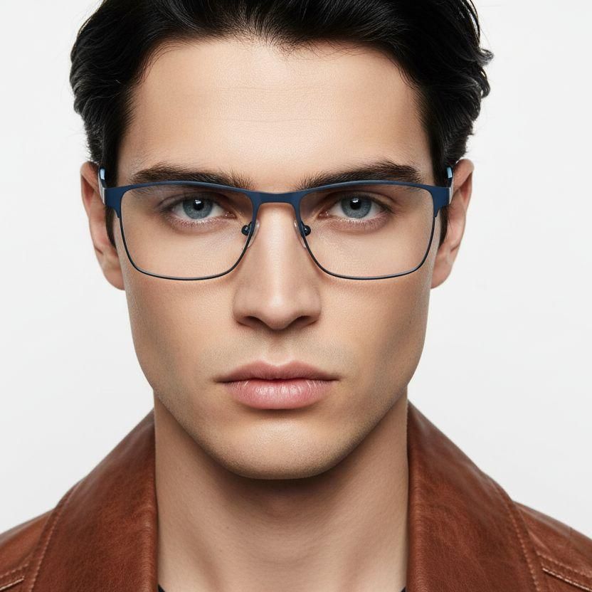 Rectangular Blue Metal Glasses #BS2425-0385