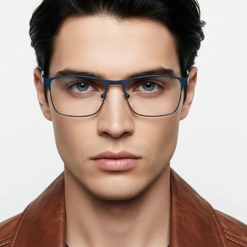 Rectangular Blue Metal Glasses #BS2425-0385