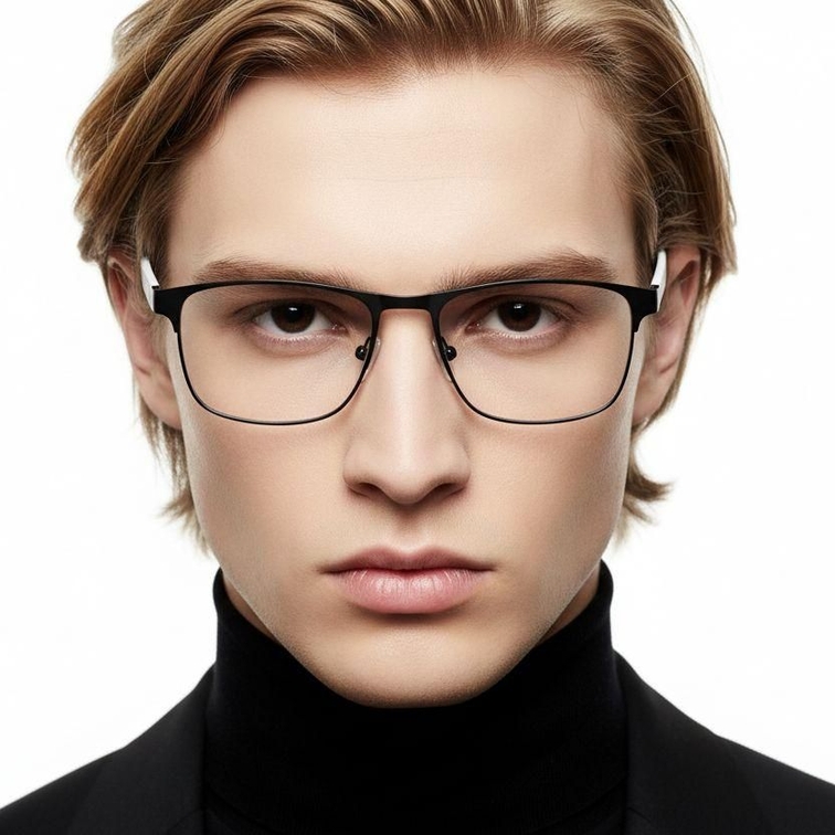 Rechteckige weiße Metallbrille #BS2425-0386