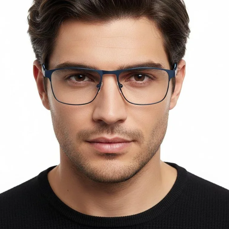 Rectangular Blue Metal Glasses #BS2425-0387