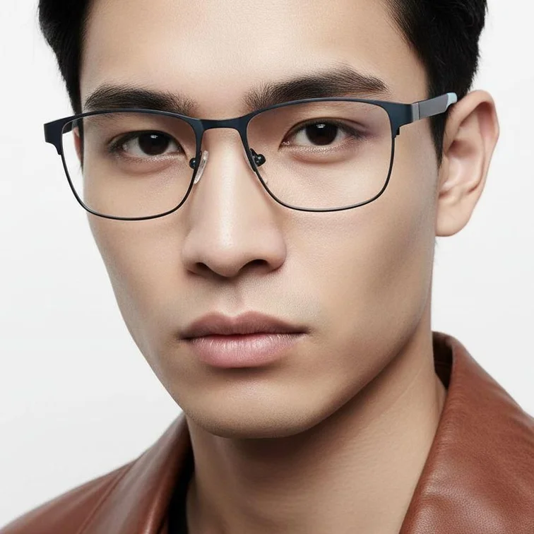 Rectangular Blue Metal Glasses #BS2425-0391