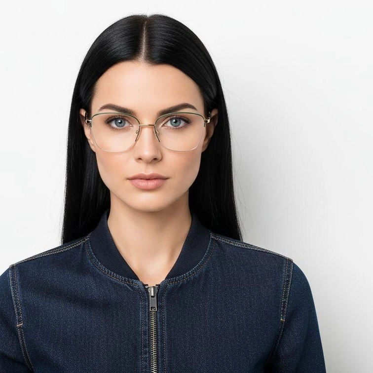 Gafas de metal verde semi al aire #BS2425-0396