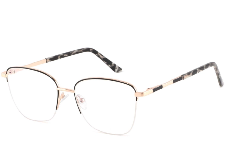 Halfrandloze zwarte metalen bril #BS2425-0398