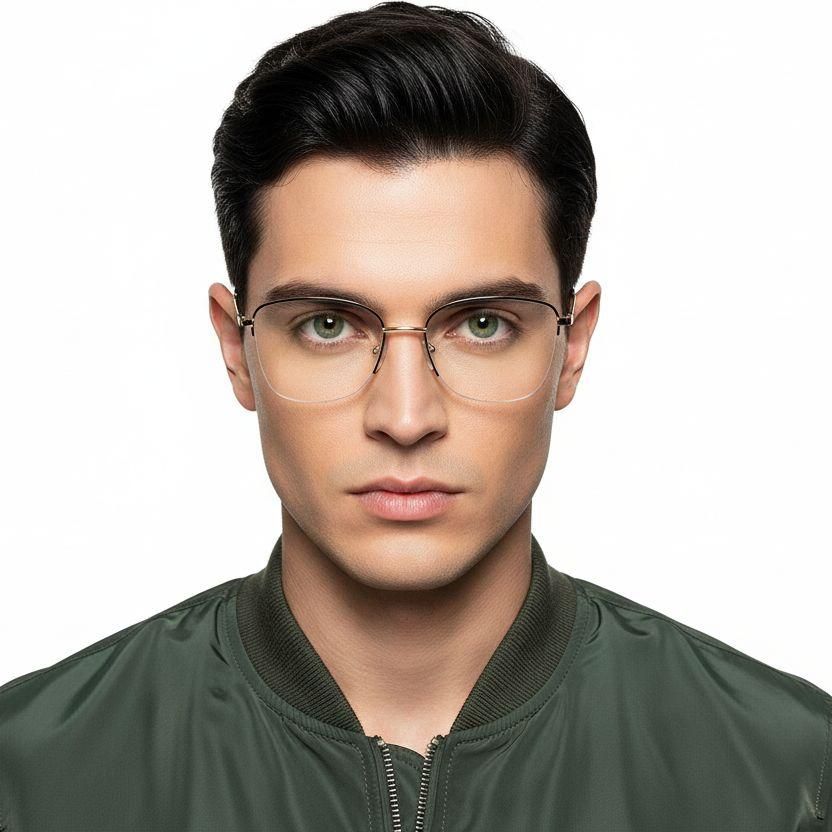 Gafas de metal negro semi al aire #BS2425-0398