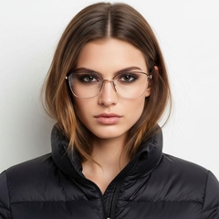 Semi-rimless Black Metal Glasses #BS2425-0398