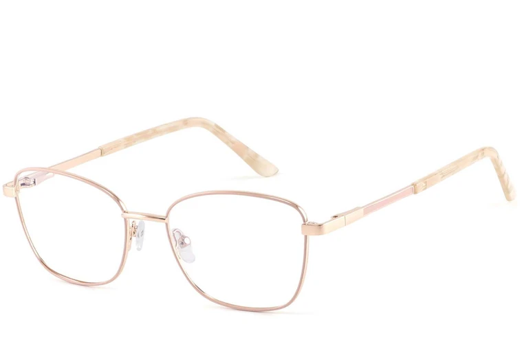 Rectangular Cream Metal Glasses #BS2425-0401