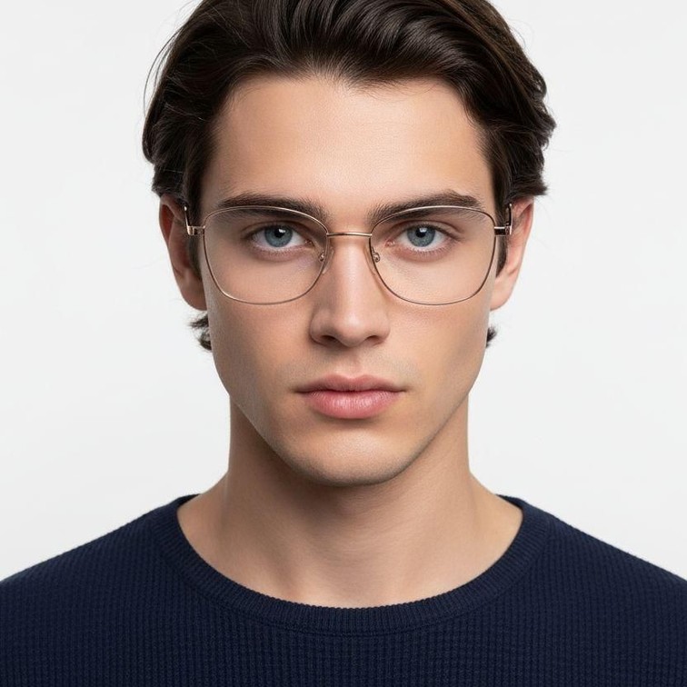 Rectangular Cream Metal Glasses #BS2425-0401