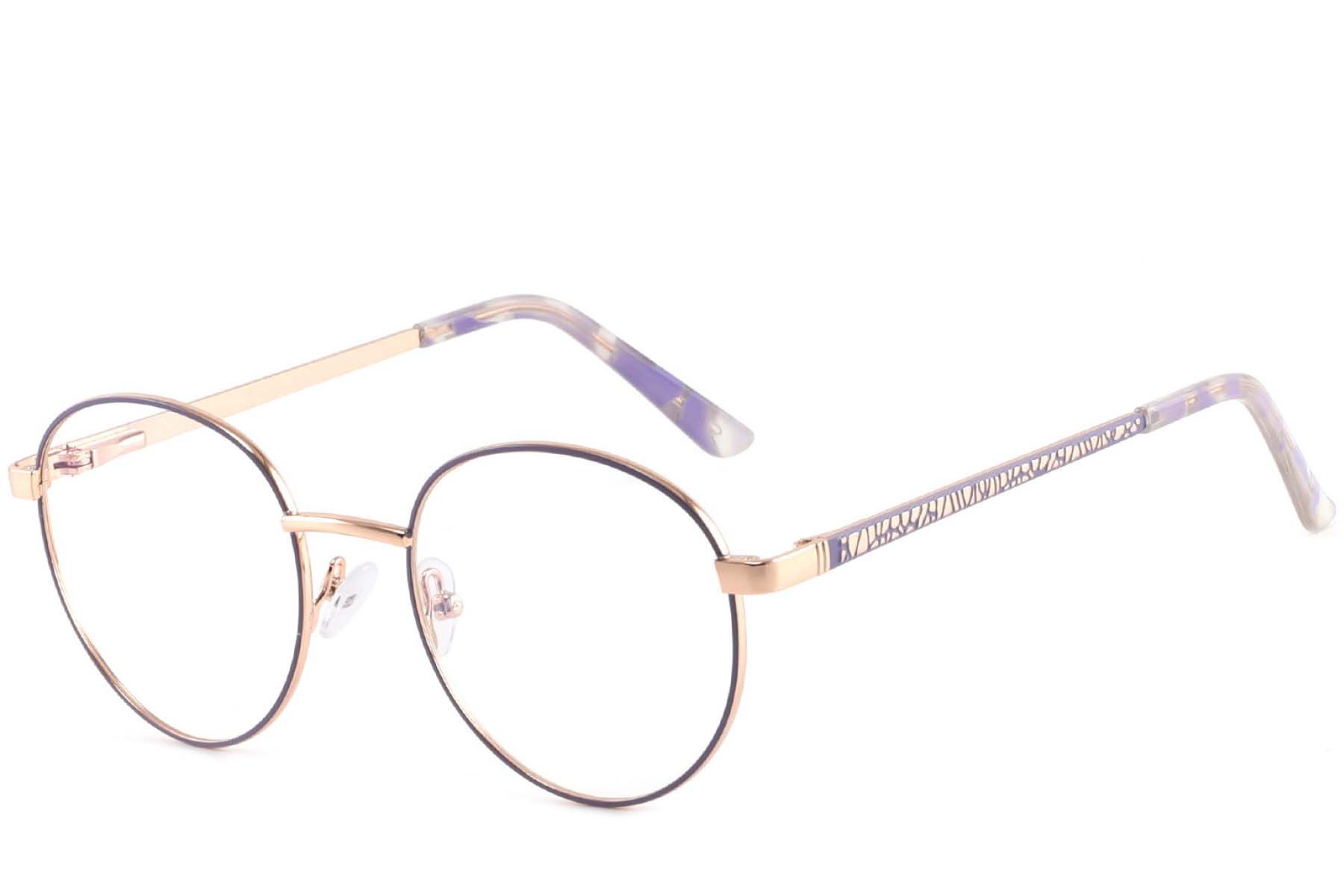 Oval Purple Metal Glasses #BS2425-0402