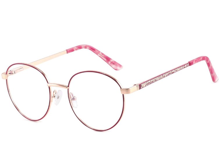 Oval Red Metal Glasses #BS2425-0403