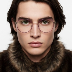 Oval Red Metal Glasses #BS2425-0403