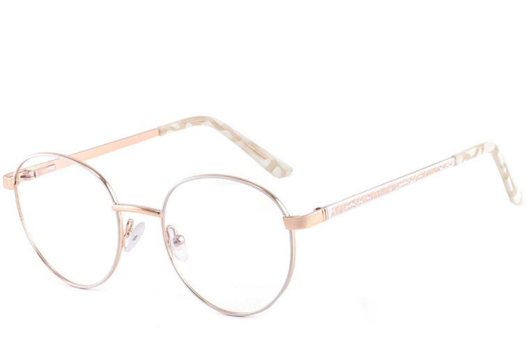 Ovale weiße Metallbrille #BS2425-0404