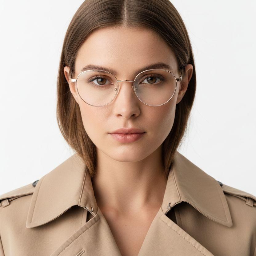 Gafas ovaladas de metal blanco #BS2425-0404