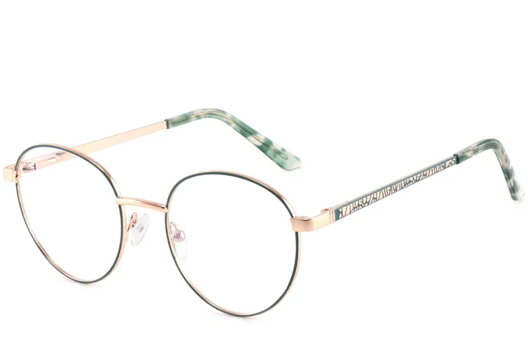 Oval Green Metal Glasses #BS2425-0405