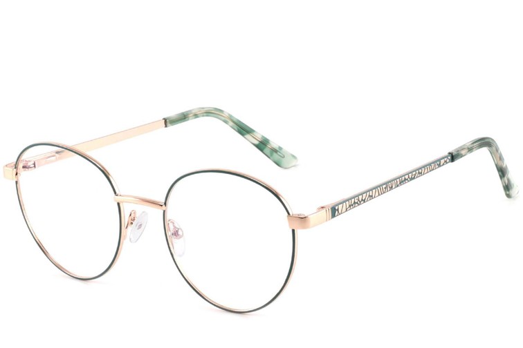 Oval Green Metal Glasses #BS2425-0405
