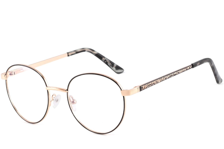 Oval Black Metal Glasses #BS2425-0407