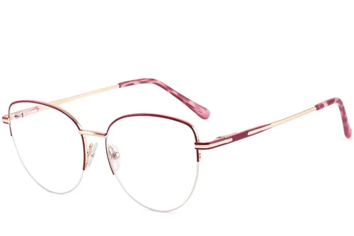Lunettes en métal rouge à demi-cercle #BS2425-0408