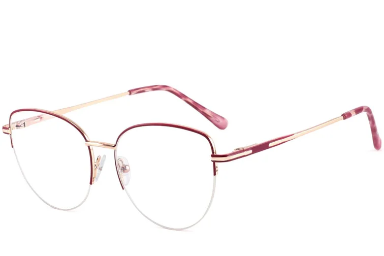 Semi-rimless Red Metal Glasses #BS2425-0408