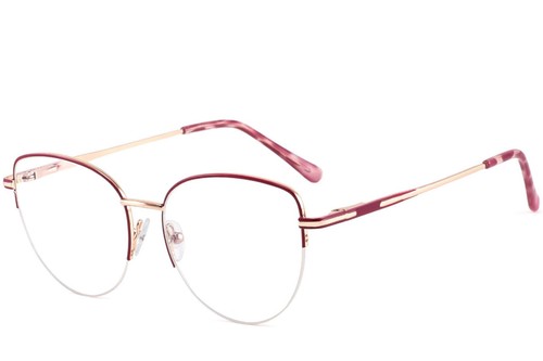 Semi-rimless Red Metal Glasses #BS2425-0408