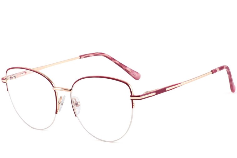 Semi-rimless Red Metal Glasses #BS2425-0408