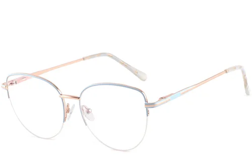Lunettes en métal bleu semi-cerclées #BS2425-0409