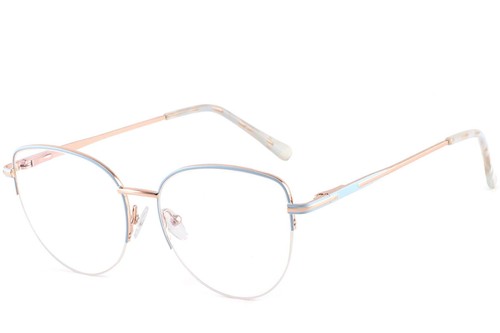Semi-rimless Blue Metal Glasses #BS2425-0409
