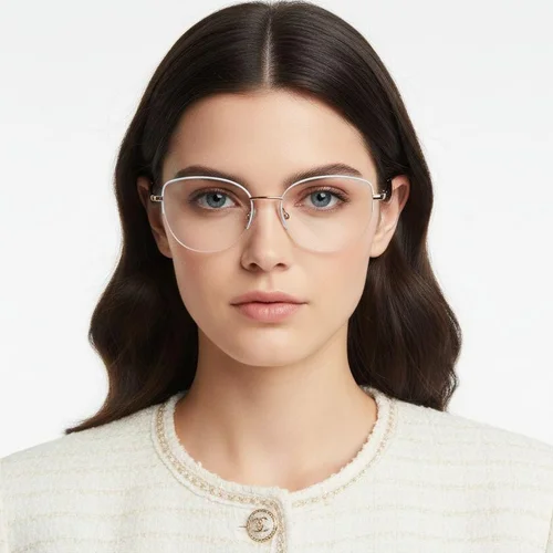 Lunettes en métal bleu semi-cerclées #BS2425-0409