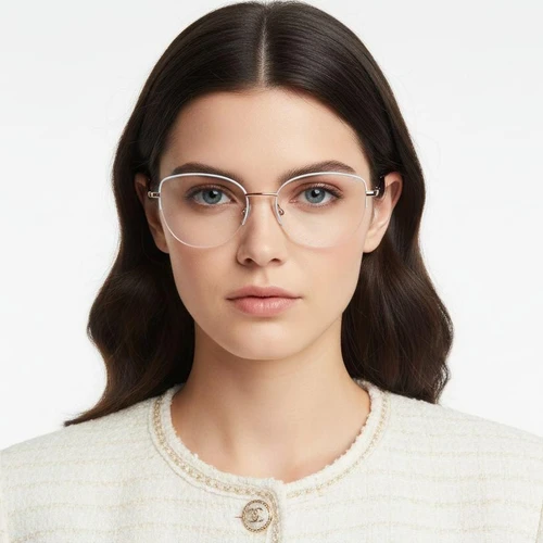 Semi-rimless Blue Metal Glasses #BS2425-0409