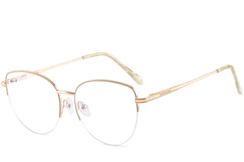 Lunettes de soleil en métal crème à demi-cercle #BS2425-0410