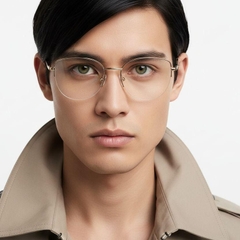 Gafas de metal color crema con montura semi-sin montura #BS2425-0410