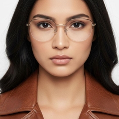 Gafas de metal color crema con montura semi-sin montura #BS2425-0410
