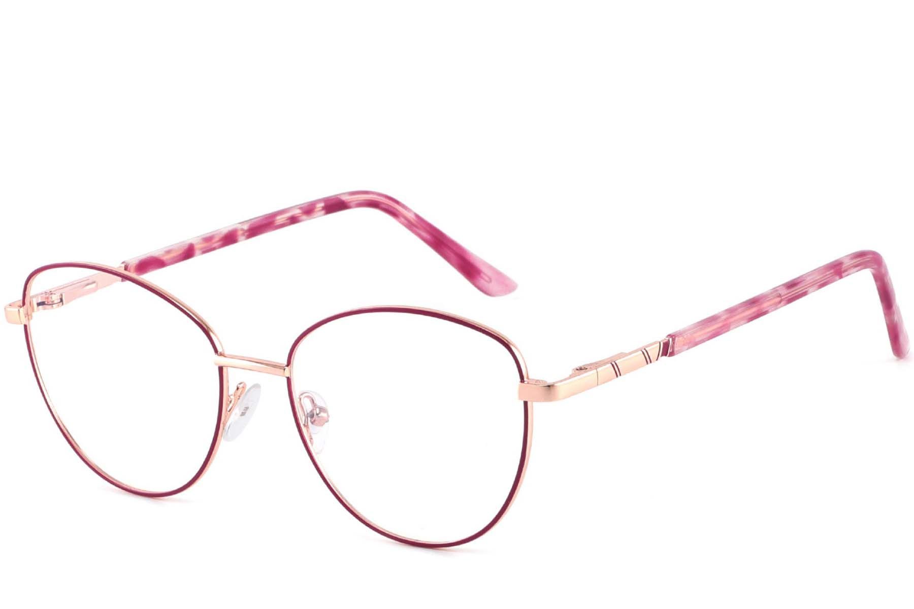 Oval Red Metal Glasses #BS2425-0415