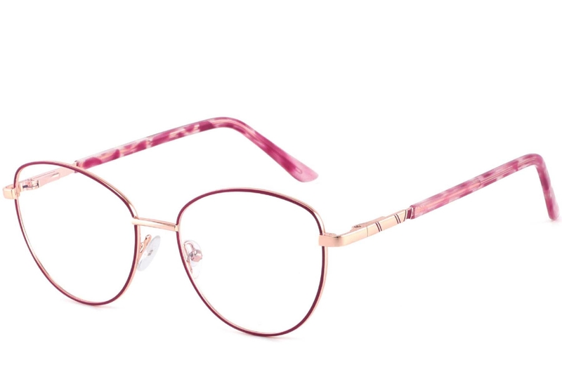 Oval Red Metal Glasses #BS2425-0415