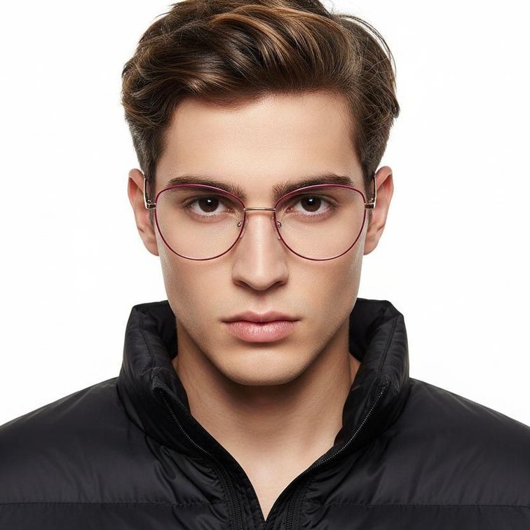 Gafas ovaladas de metal rojo #BS2425-0415