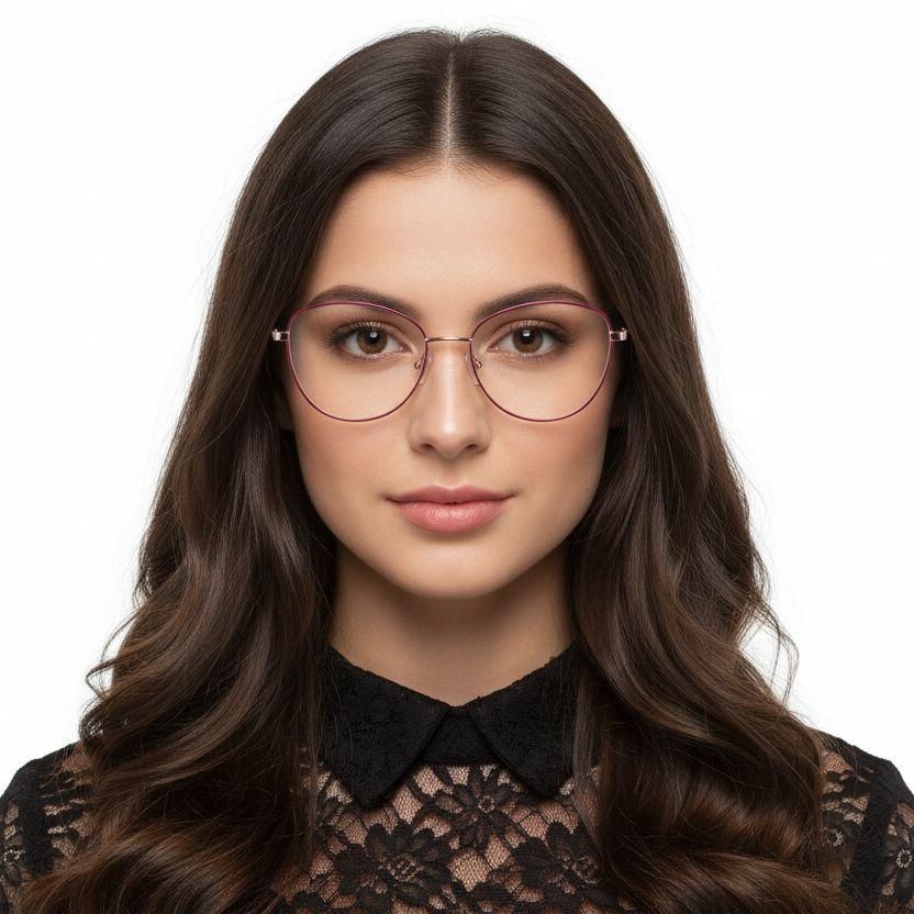 Oval Red Metal Glasses #BS2425-0415